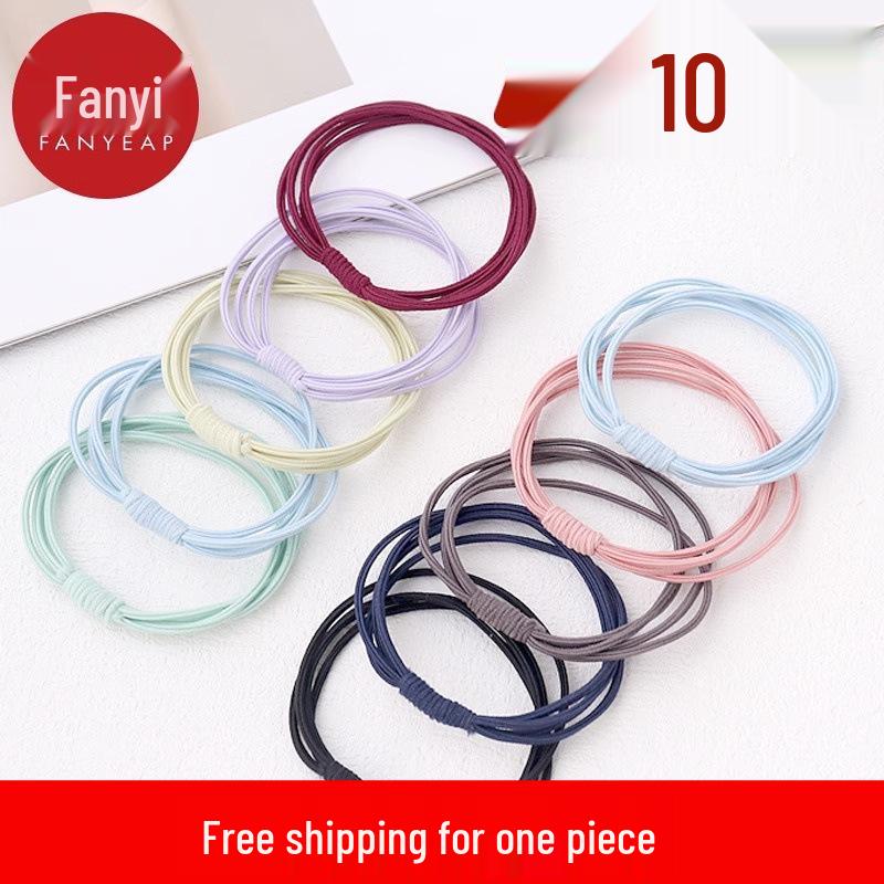Women's A1V40 Hair Tie Set: Simple One-Piece Ponytail Rope with Free Shipping