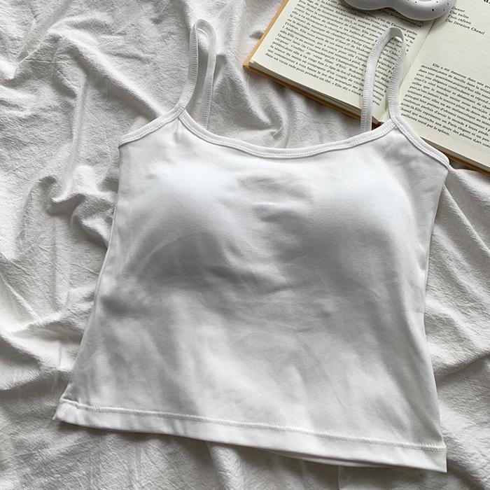 Korean Style Spicy Girl Cami Tank Top with Chest Pad and Beautiful Back Design - Women's Inner and Outer Wear