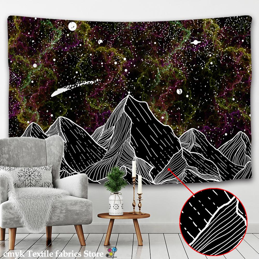 Sun Moon Tapestry Black White Starry Sky Wall Hanging Astrology Divination Matwitchcraft Hippie Mandalas Psychedelic Taiji Decor