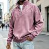 Men's Vintage Ribbed Half Zip Sweatshirt Mock Neck Pullover Top in Coffee Brown