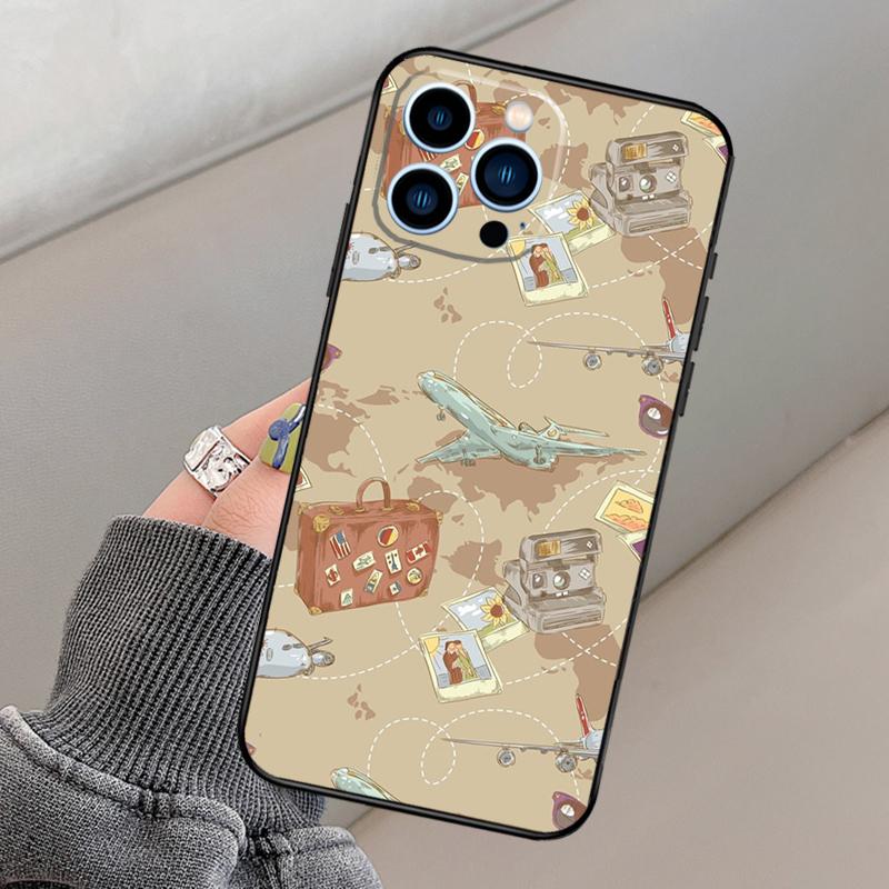World Map Travel Phone Case For iPhone 16 15 14 12 11 13 17 Pro Max mini 15 16 Plus 16e 17 Air Funda Cover