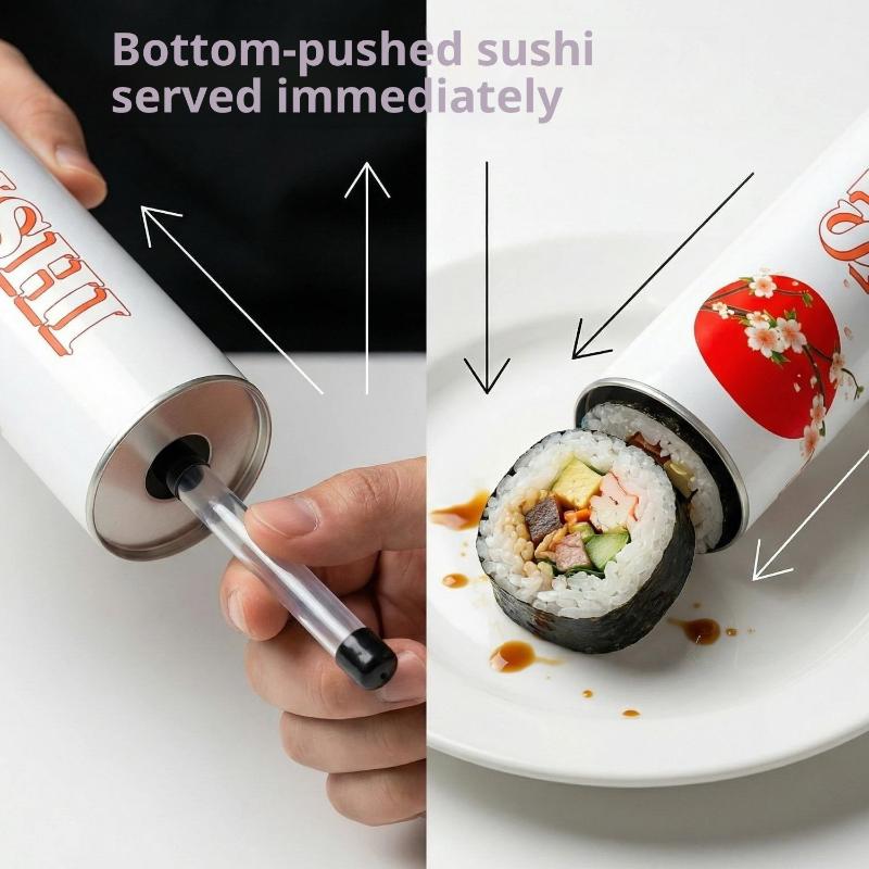 Caja Redonda de Empuje para Sushi con Pajita para Salsa Molde de Sushi de Grado Alimentario Cubo de Papel de Empuje Cónico Caja de Embalaje de Papel Accesorios Bento