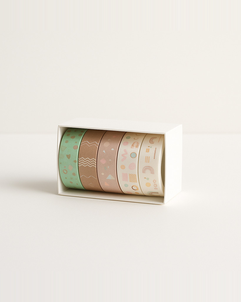 Ensemble de bandes Washi à géométrie rétro, 4 pièces/ensemble, décoration pour journal intime, autocollants d'étudiant, papeterie coréenne, fournitures de bureau, pêche, DIY bricolage