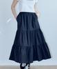 MARROT Shirred Frill Long Skirt_Black