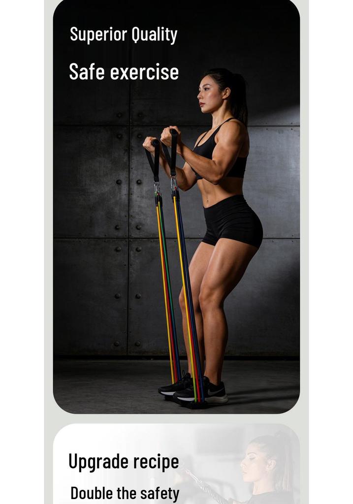 11-Piece TPE Resistance Bands Set - High Elasticity with Customizable Logo for Home Fitness