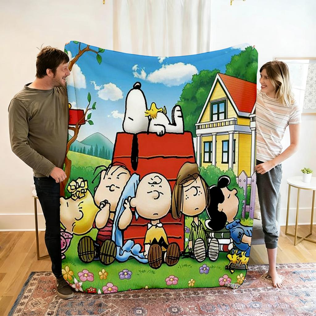 Cartoon 2026 New Kawaii Snoopy Children Warm Soft Anime Blankets for Sofa Bed Cover Blanket Suitable for Birthday Souvenir Gifts