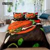 Hamburger Duvet Cover Set Meat Cheese Comforter Cover Fast Food Theme Bedding Set Cartoon Hamburg Pattern Quilt Cover for Kids