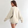 Women's Color Long Sleeve Neck Sweatshirt Loose Fit Casual Pullover Top