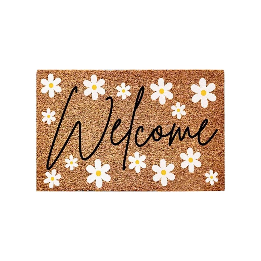 Beach Flowers & Fruit Summer Welcome Polyester Doormat Indoor/Outdoor, 16x24., Non-