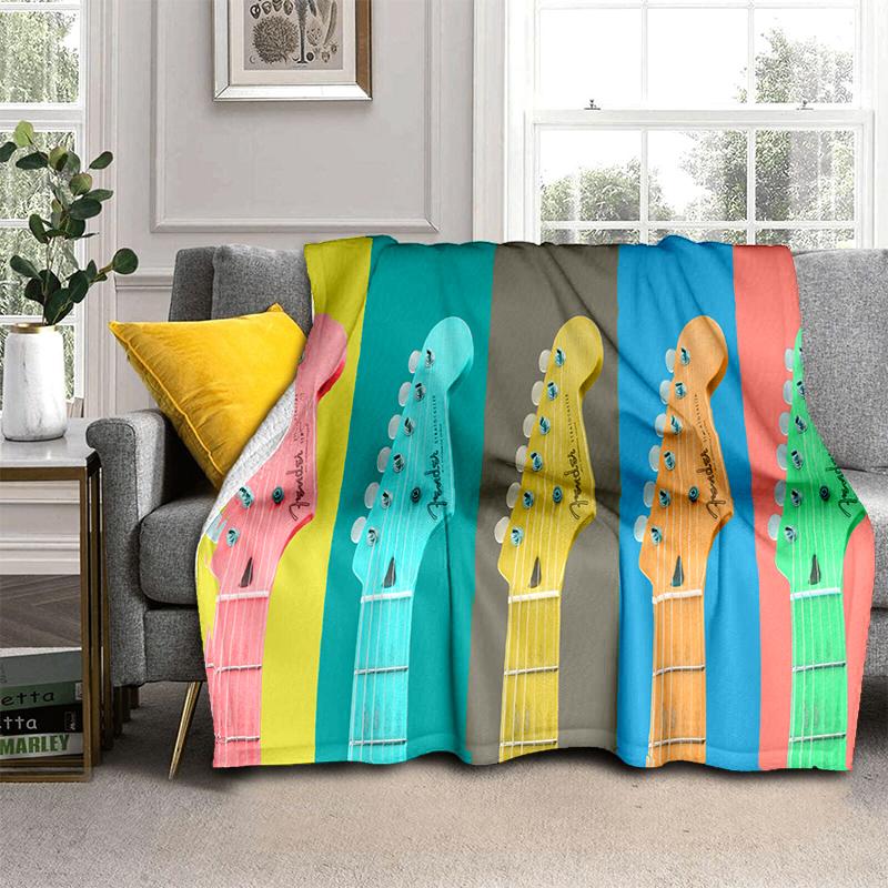 29 Stil Neu Fender Retro Gitarre Instrumente Musik Logo Decke, Weiche Überwurfdecke für Zuhause Schlafzimmer Bett Sofa Reise Picknickdecke