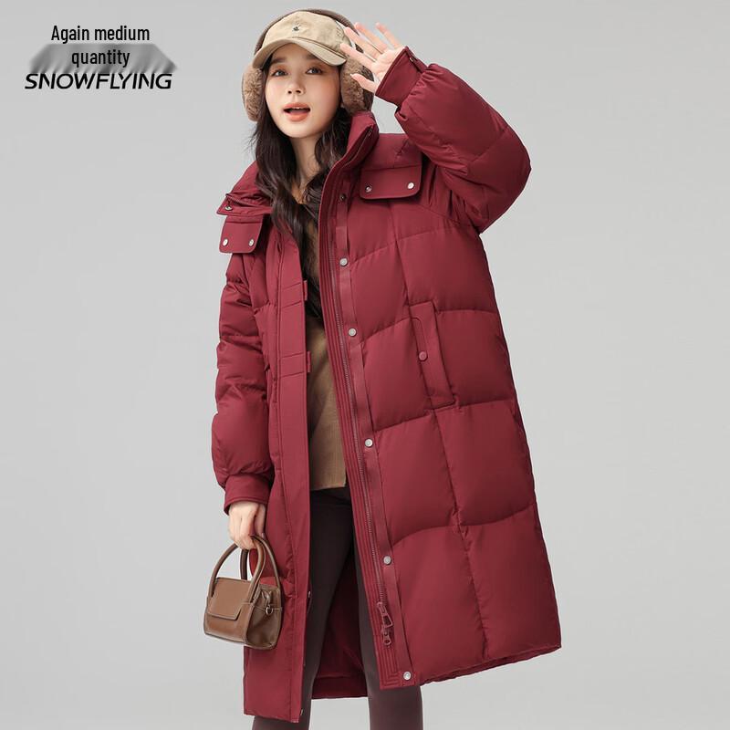 XueZhongFei Women s Long Hooded Winter Down Jacket M