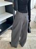Lu Sheng Unisex Retro Striped Grey Casual Pants - Old Money Style Loose Western Trousers