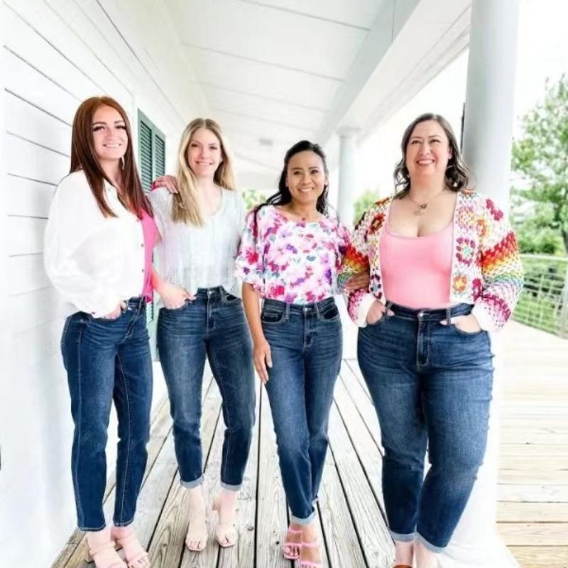 Fashion Women Plus Size Jeans 2024 High-elastic Thin Vintage Casual Pencil Denim Pants Slim-fit Loose Elegant Jeans Women's Clothing 1713