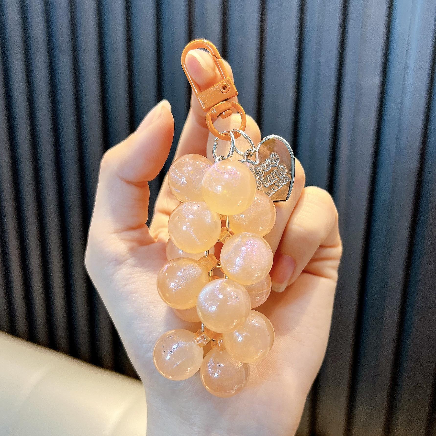 

Small Fresh Crystal Grape Keychain Pendant - Transparent Acrylic Lanyard Gift