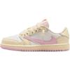 X Travis Scott Air Jordan 1 Csúszásmentes Alacsony Szárú Gyermek Kosárlabda Cipő Rózsaszín Fehér Gyerekeknek IQ7605-100
