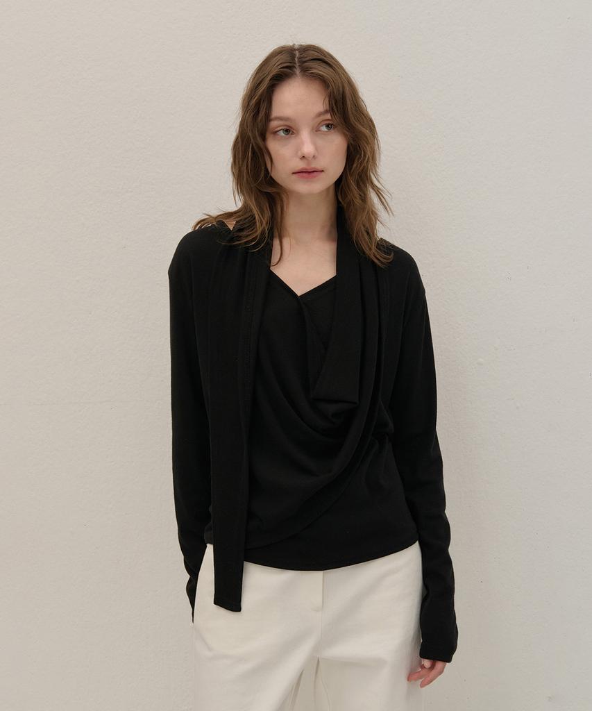 Kamino Tie Wrap Blouse Black