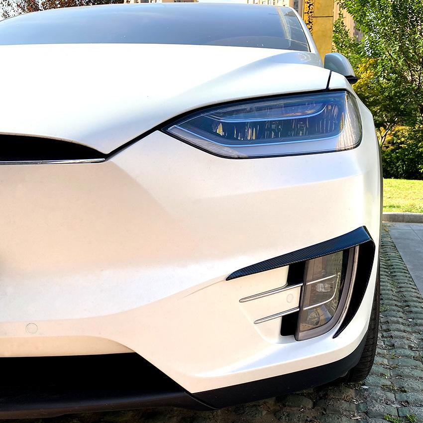 For Tesla Model X 2015 2016 2017 2018 2029 2020 Front Bumper Splitter Fog Lamp Grill Spoiler Cover Air Vent Wind Knife Body Kits
