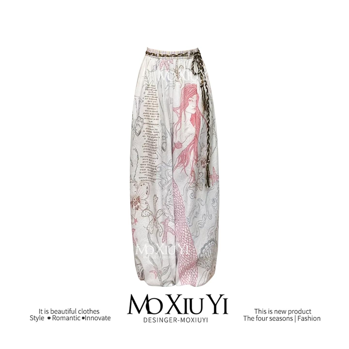 

Moxiuyi Studio Mermaid Print Loose Feeling Pleat Air Bloomers S