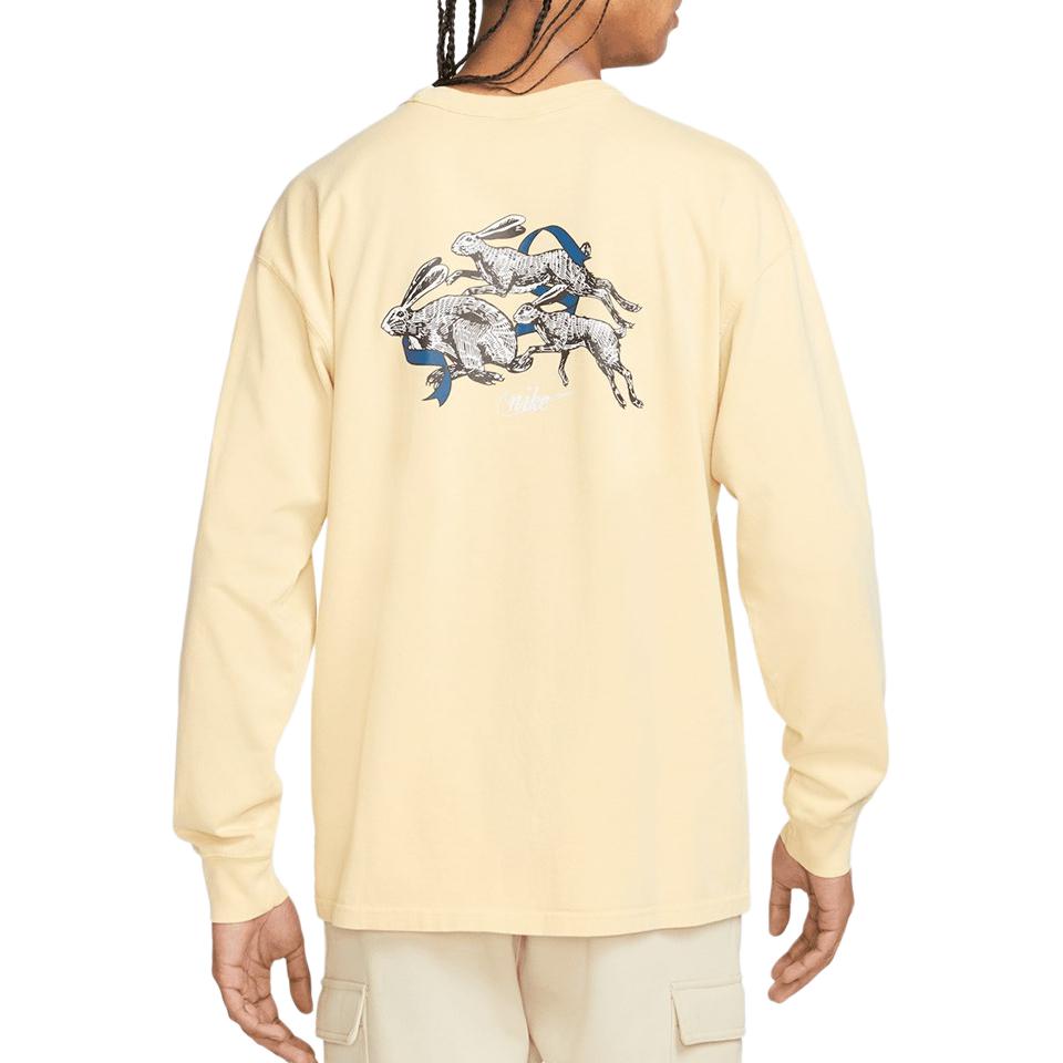 Nike Letter Print Crew Neck Long Sleeve Sweatshirt Unisex Tops Yellow FD0960-753