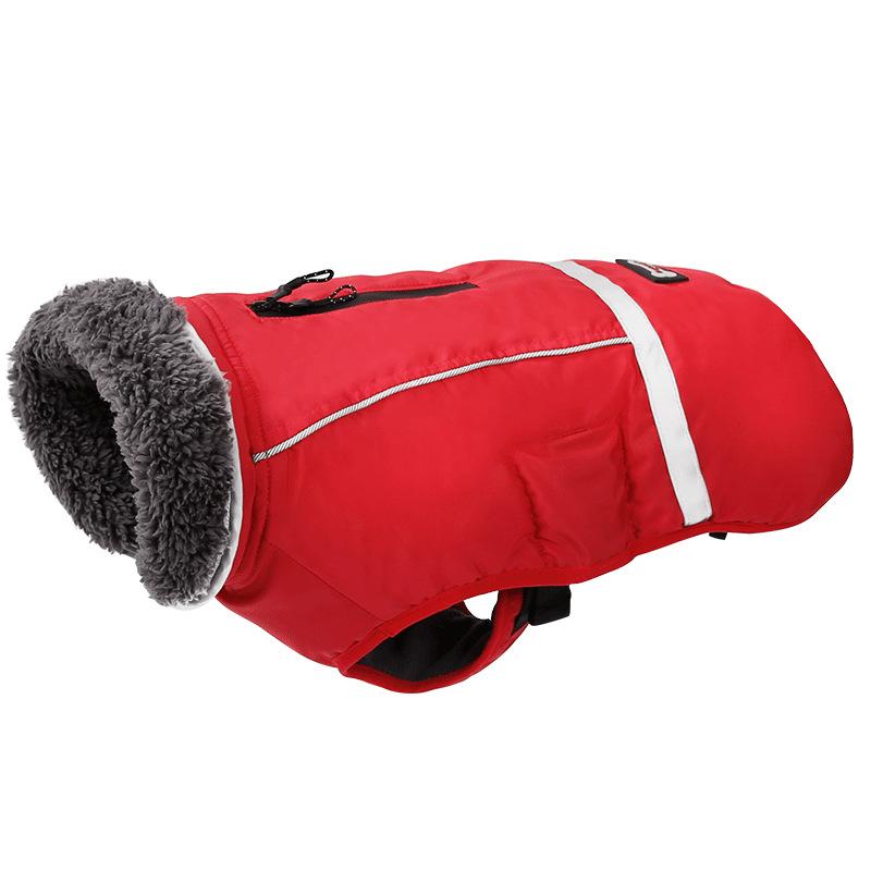 Pet Fall and Winter Thickened Jacket Big Dog Clothes Reflective Warm Clothing Dog Insert Button Clothing
