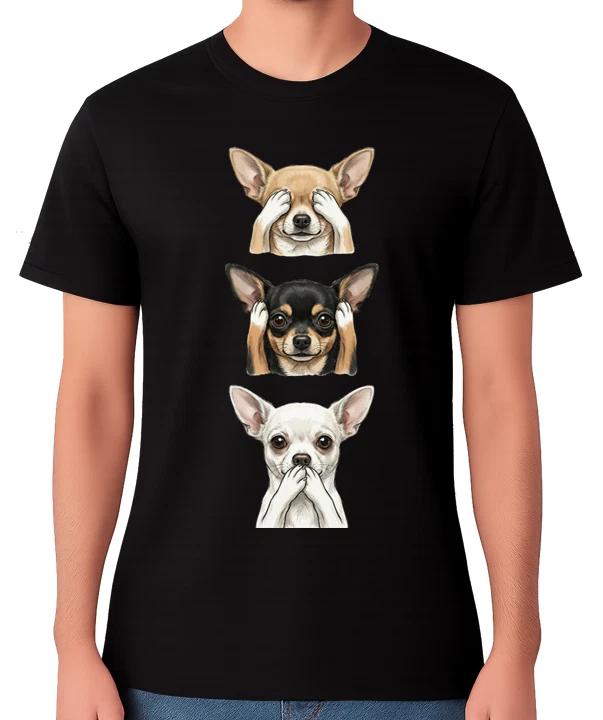 Chihuahua See No Evil Hear No Evil Speak No Evil Dog Unisex T-Shirt XS
