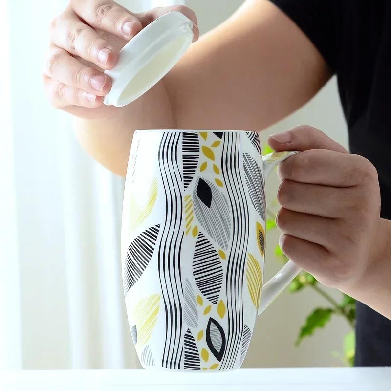 700ML, Bone China Big Coffee Mug, Ceramic Tumbler Tea Time, Large Mug Christmas Cup Gift, Porcelain Big Mug, Enamel Cup