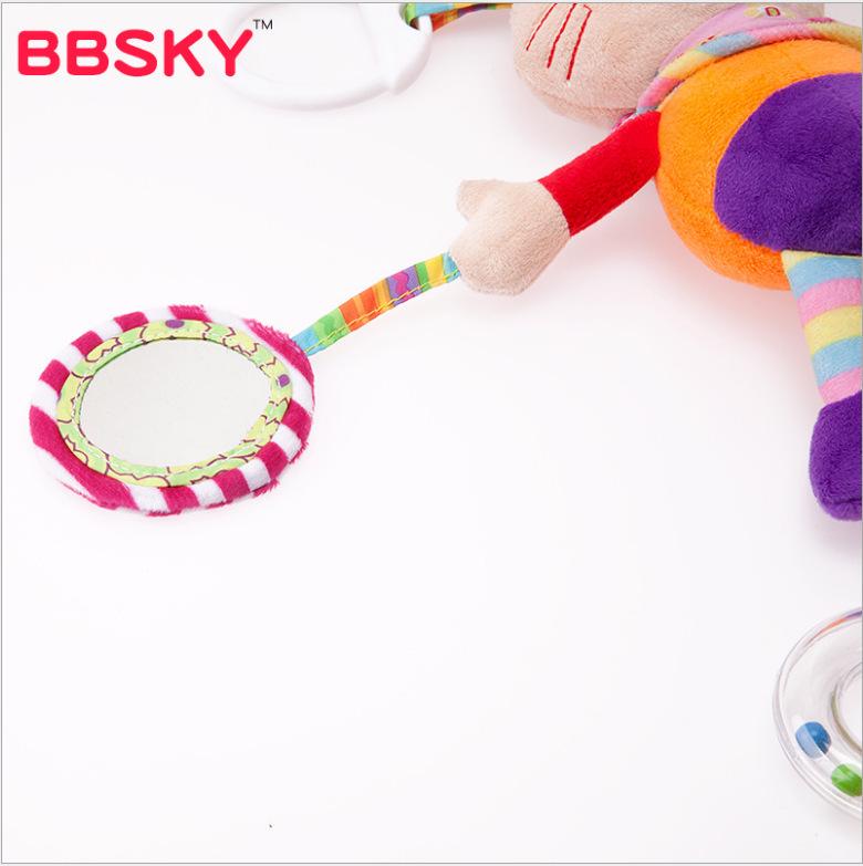 BBSKY Adorable Cartoon Animal Baby Crib Mobile & Teething Plush Rattle Toy
