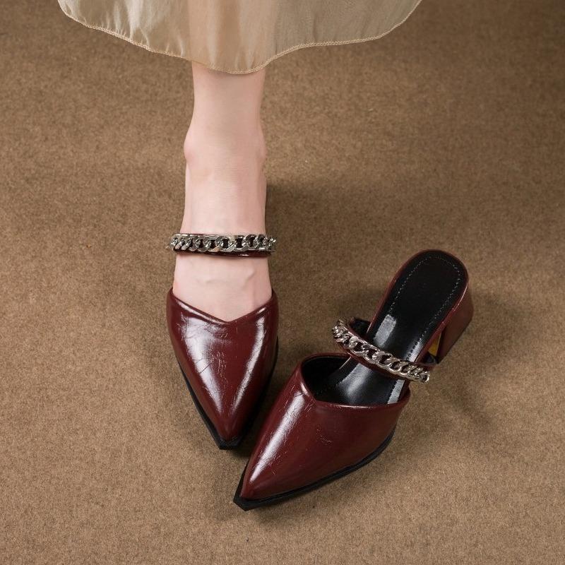 Fashion 2025 New Retro Style Summer Thick Heel Women Mules Slippers Fashion Ladies Outdoor Singbacks Party Dress Women's Slides