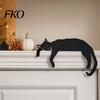 Festive Door Decor 3D Printed Sleeping Cat Top Decor, Lazy Kitten Silhouette Ornament, Self-Adhesive Cartoon Interior Accessory Animal for Frame