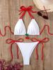2025 Black and White Stripe Strapless Bubble Swimsuit Bikini for Women