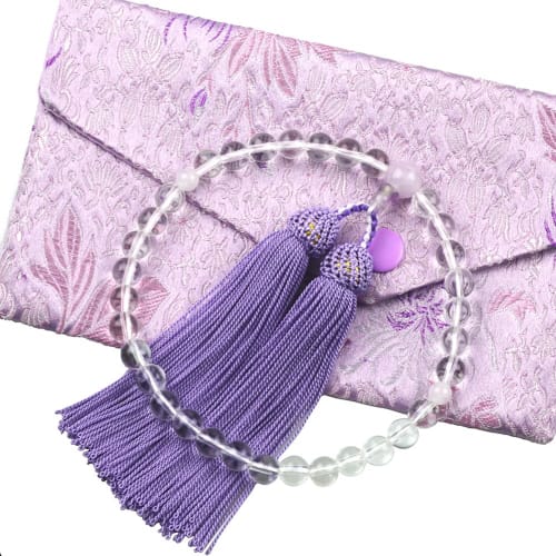 Women's Prayer Beads, Genuine Crystal and Fujiun Stone with Silk Tassel, Informal Prayer Beads, Recitation, Funeral, Memorial Service, Buddhist Servic