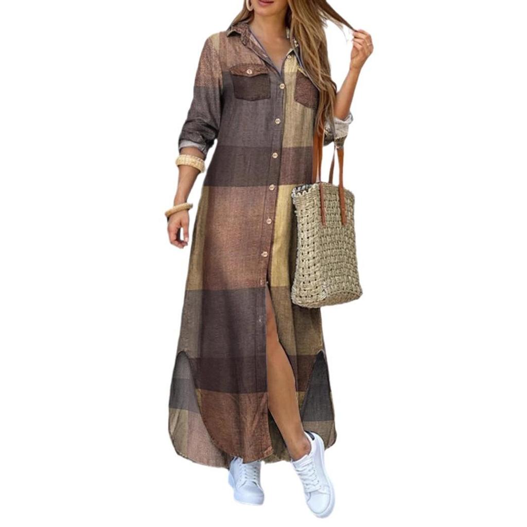 2022 Spring/Summer Women's Striped Loose-Fit Mid-Length Fashion Shirt
