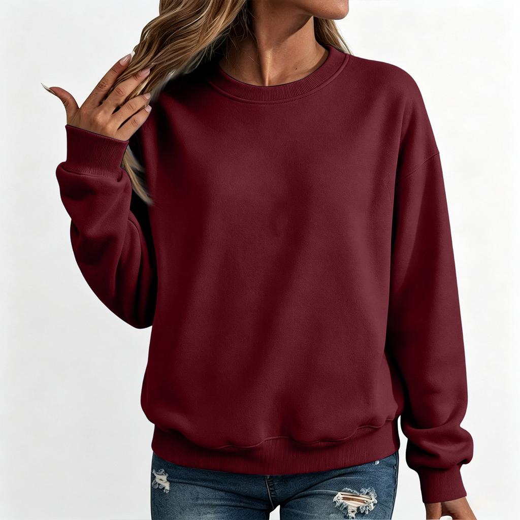 Damen Übergröße Pullover Sweatshirt Lockerer Schnitt Rundhalsausschnitt Farbe Lässiges Oberteil für den Alltag