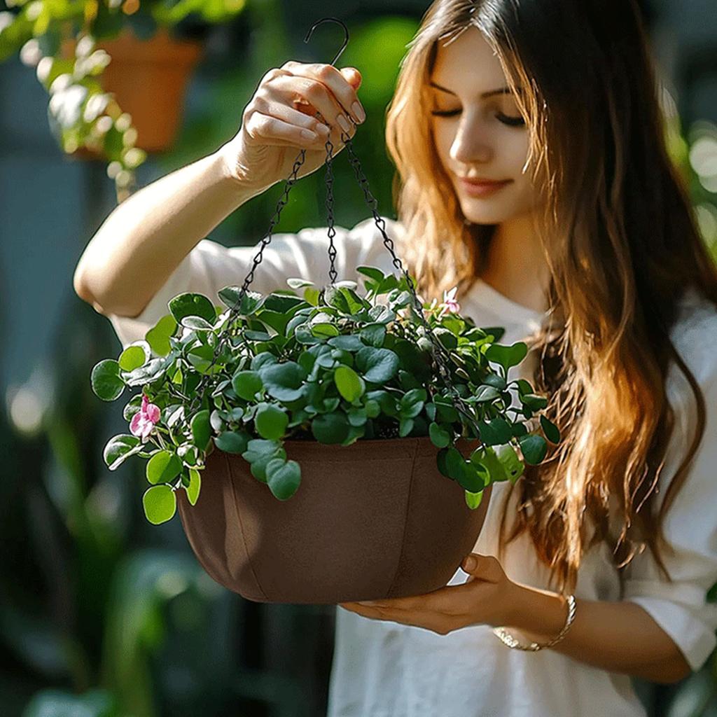 3Pieces SelfWatering Hanging Planter Planting Basket Flower Pots for Home Garden with Breathable Nonwoven Fabric Design