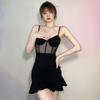 Dark Sexy Perspective Mesh Stitching Dress Summer Skirt