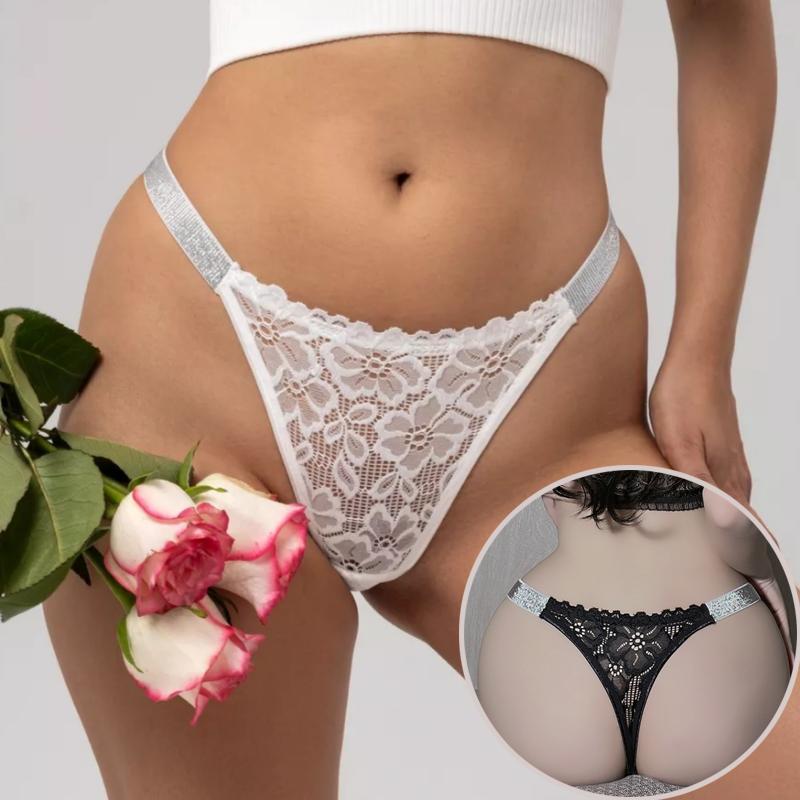 Damen-Schlüpfer aus Spitze mit breitem Bund und bezauberndem besticktem Tanga in europäischer Größe