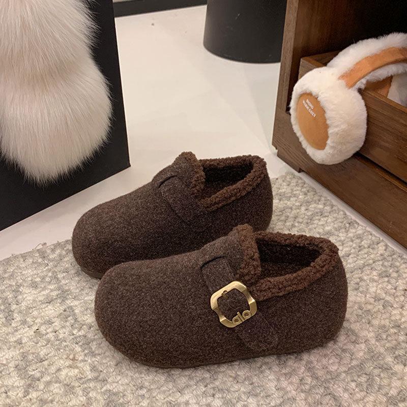 Retro thick-soled velvet women's all-inclusive shoes women's new winter thickened warm fluffy shoes cotton shoes