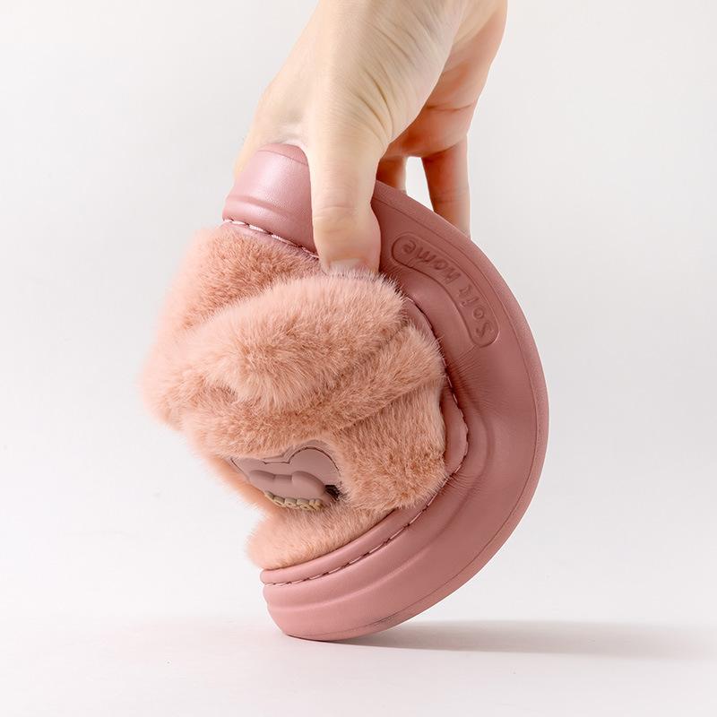 Qidashun new cotton slippers, bag heel indoor and outdoor plush cotton shoes warm and thickened couple cotton mop winter