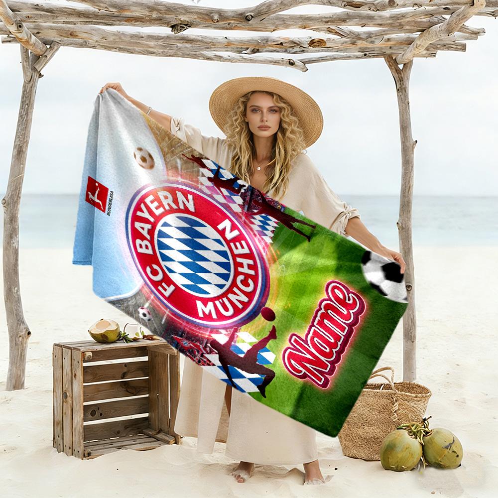 Bayern Munich Fan Gear Personalized Name Beach Towel Soft Durable Quick-Dry Portable for SwimmingBeachCamping Travel Beach AccessoriesGym