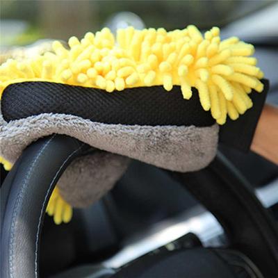 Autowaschhandschuhe Verdickte Autowaschhandschuhe Korallenfleece Schäumende Handschuhe Kratzfest Doppelseitige Scheuerhandschuhe Wasserdicht