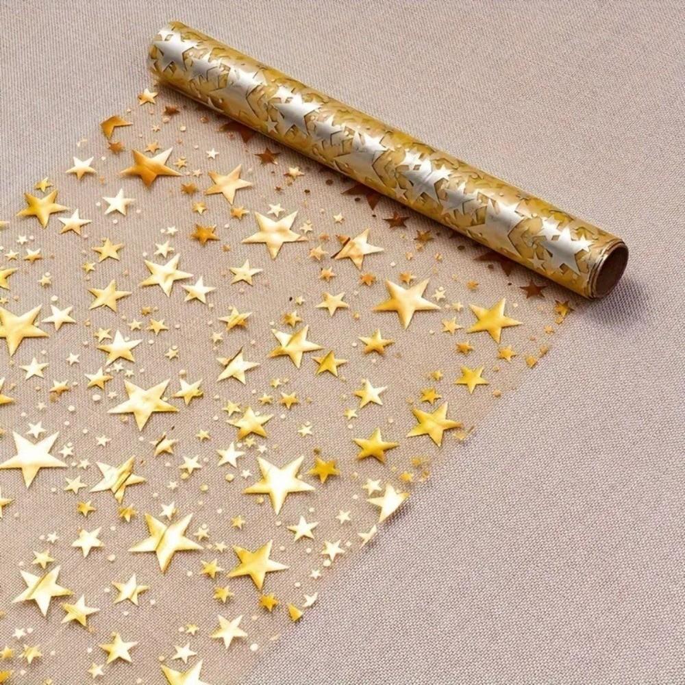 Sheer Mesh Bling Star Table Runner Star Pattern Romantic Mesh Table Runner Polyester Shimmery Glitter Table Runner