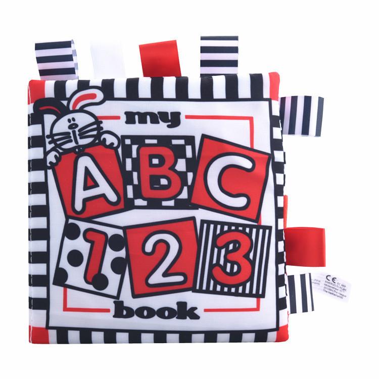 Baby Black White Red Visual Stimulation Book Animal Ocean Tag 3d Cloth Book Early Education Toy