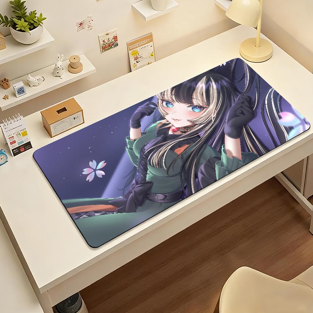 Antislip Gaming Mouse Pad Stitched Edge Desk Mat Large Size Cute Blackblonde Hair Anime Girl Keyboard Pad for Gamers
