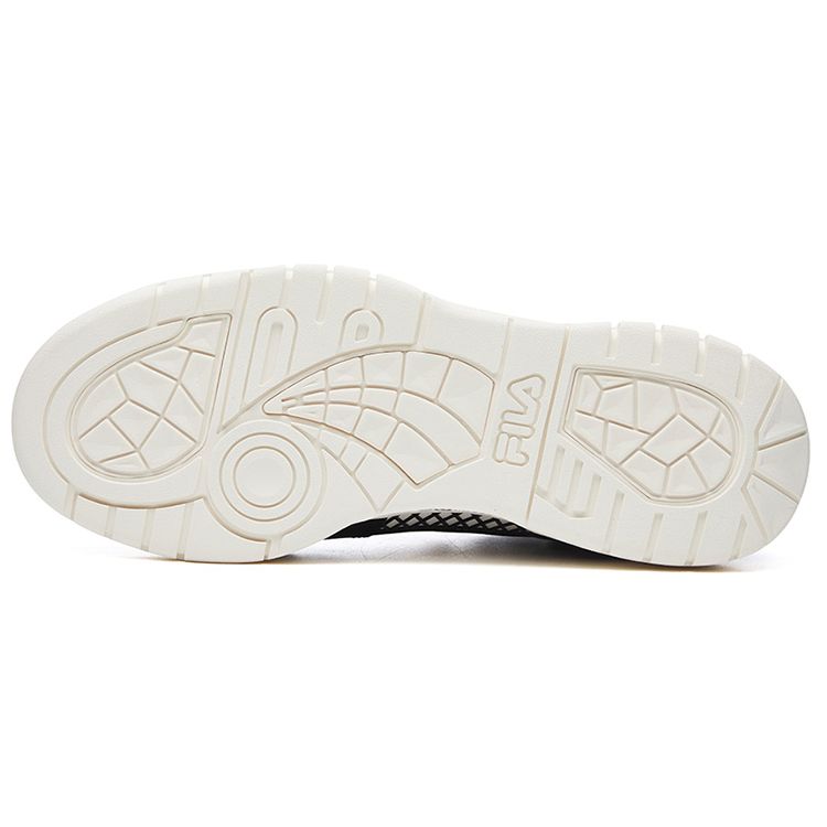 Fila Teratach Fabric Synthetic Leather Trendy Versatile High-Top Retro Basketball Shoes Women sneaker Black White F12W111211FBW