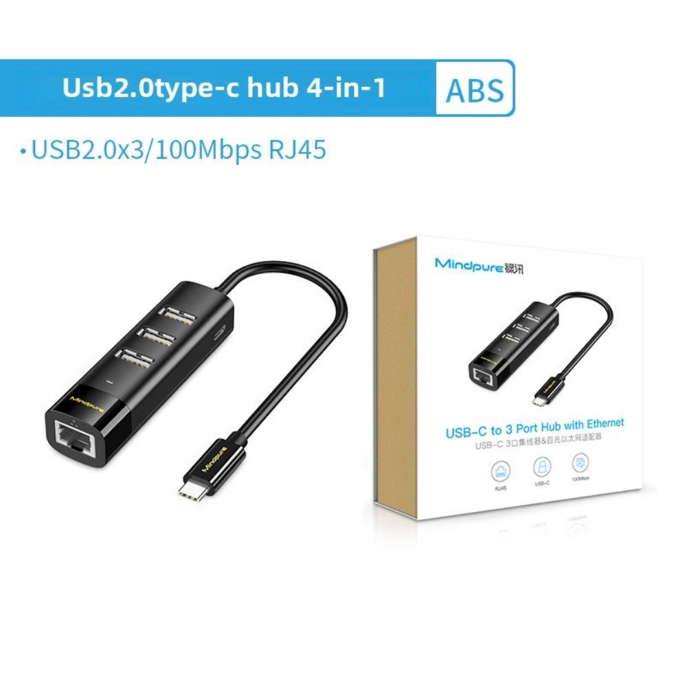Hub USB 3 0 Gigabit Ethernet 4 Porturi Splitter cu Adaptor Tip C pentru Extindere Rețea Laptop PC