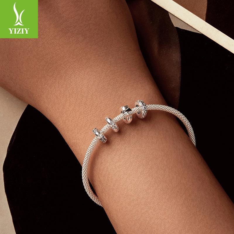 S925 Silver Silicone Positioning Bead Spacer Accessories, Personalized Retro Versatile Diy Bracelet Beads Loose Beads