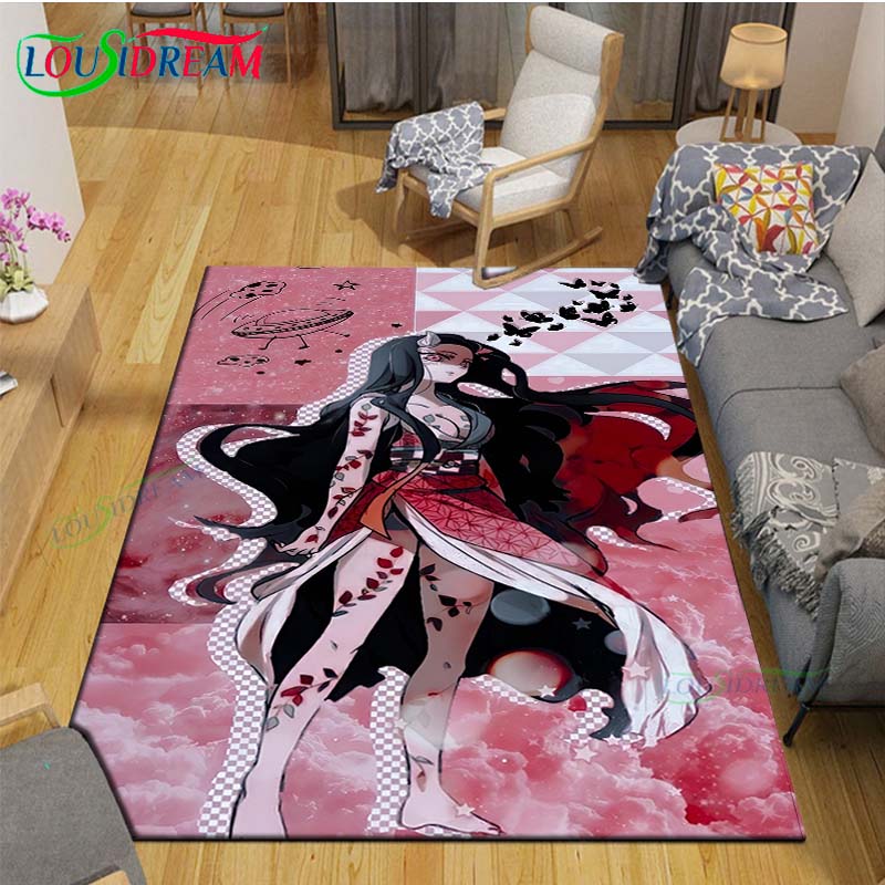 Fashion Hot Cartoon K-Kamado Nezuko Printed Carpets Living Room Anti-Skid Area Rug Kids Bedroom Mats Yoga Mat Large Carpet Decor