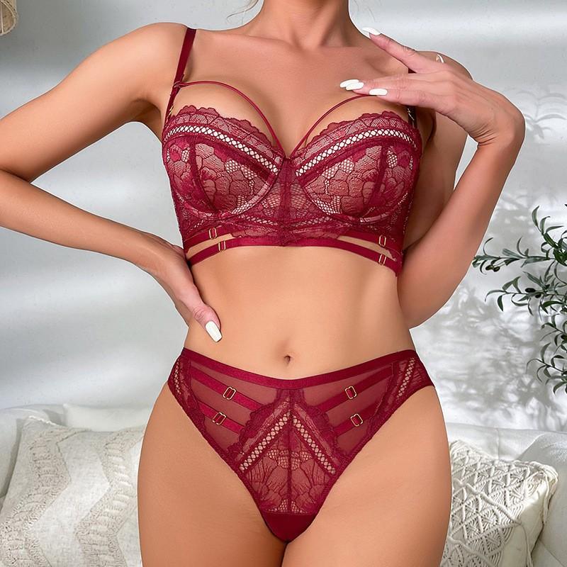Sexy underwear small breasts show big gathering anti-sagging bra straps hollow lace underwear women