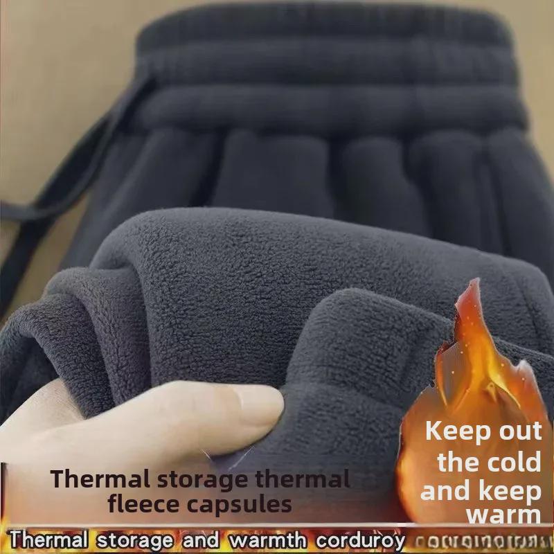 Pánské zahuštěné fleecové tepláky v americkém stylu – oboustranné, s manžetou, neformální sportovní oblečení na podzim/zimu