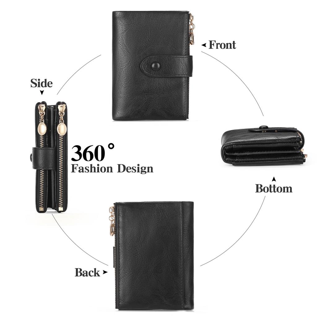 [SENDEFN] Women's Wallet, Popular, Genuine Leather, Lightweight, Multi-functional, Bifold Wallet with Coin Purse, Card Slots, and Bill Compartment,